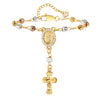 Copper Personality Flower Beads Oval Cross Bracelet For Women