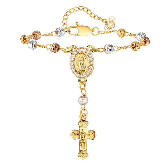 Copper Personality Flower Beads Oval Cross Bracelet For Women