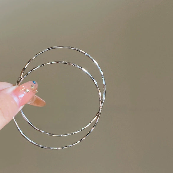 Copper Plain Hoop Twist Electroplated Earrings For Women Simple Cool Style