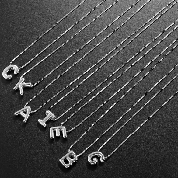 Copper Plated Bubble Letter Necklace With Electroplating Simple Style For Women