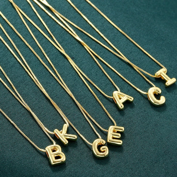 Copper Plated Bubble Letter Necklace With Electroplating Simple Style For Women