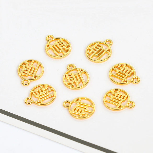 Copper Plated Gold Cut Out Round Plate Pendant Diy Accessories Electroplating