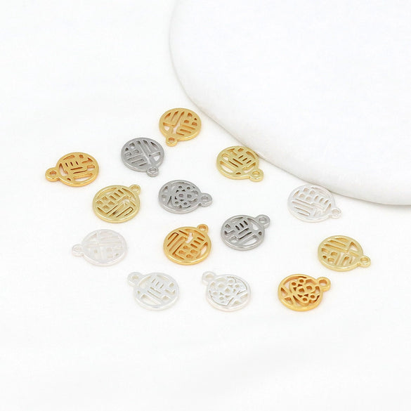 Copper Plated Gold Cut Out Round Plate Pendant Diy Accessories Electroplating