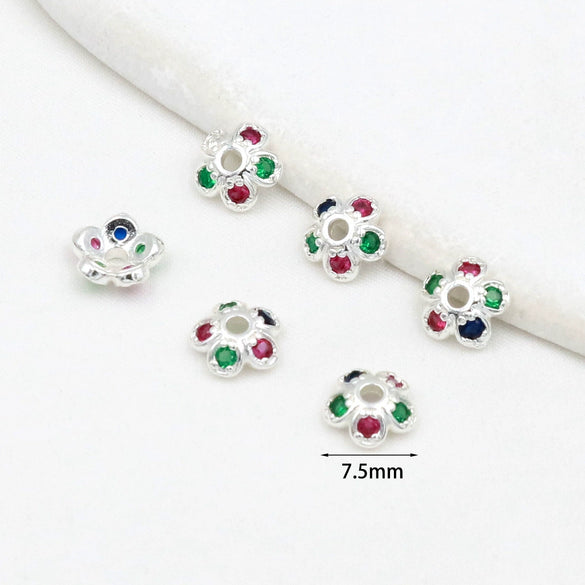 Copper Plated Gold Micropaved Zircon Flower Holder Bead Spacer Jewelry Accessories For Diy Bracelet Necklace