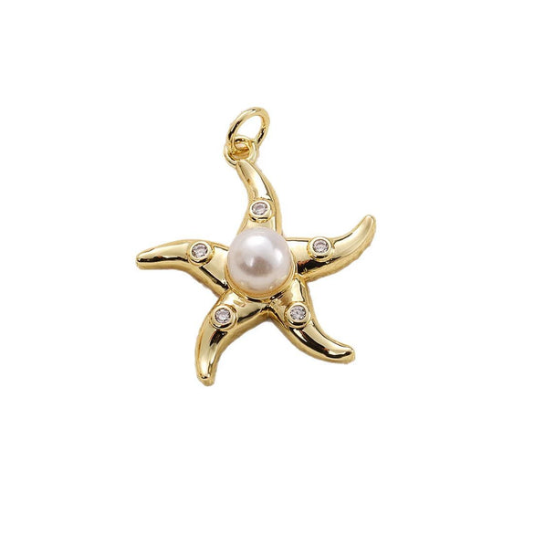 Copper Plated Gold Ocean Shell Starfish Conch Accessories Jewelry Bracelet Necklace Earrings Pendant With Animal Style And Electroplating Technology