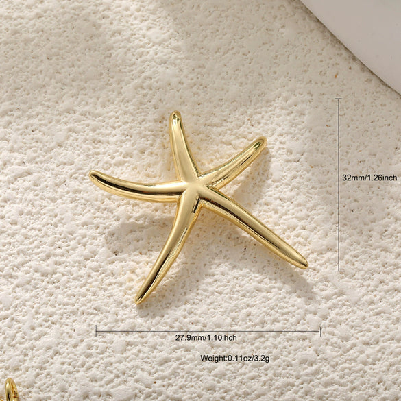 Copper Plated Gold Ocean Shell Starfish Conch Accessories Jewelry Bracelet Necklace Earrings Pendant With Animal Style And Electroplating Technology