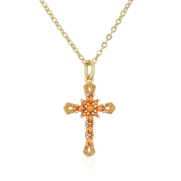 Copper Plated 18K Gold Microinlaid Zircon Geometric Pendant Necklace For Female Light Luxury Style