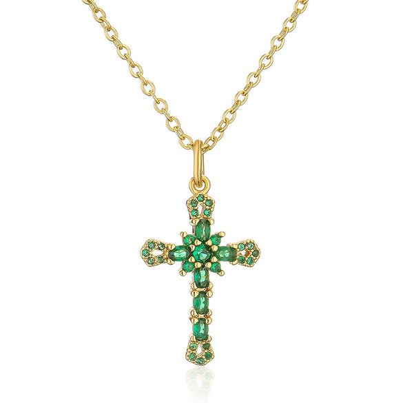 Copper Plated 18K Gold Microinlaid Zircon Geometric Pendant Necklace For Female Light Luxury Style