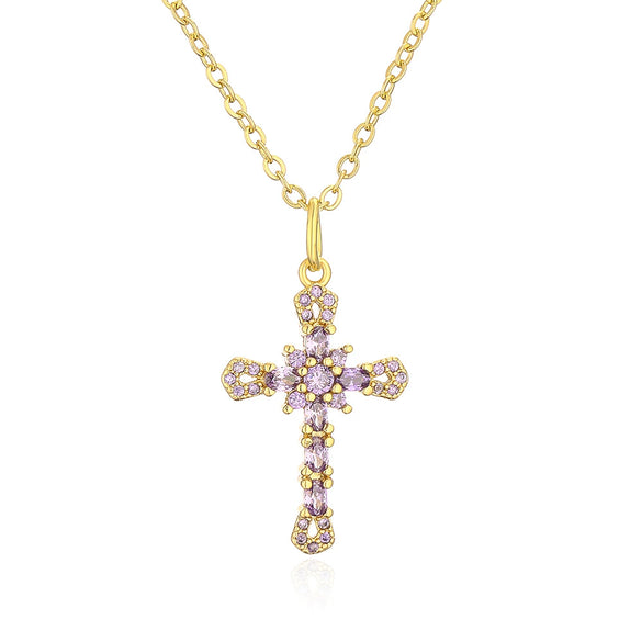 Copper Plated 18K Gold Microinlaid Zircon Geometric Pendant Necklace For Female Light Luxury Style