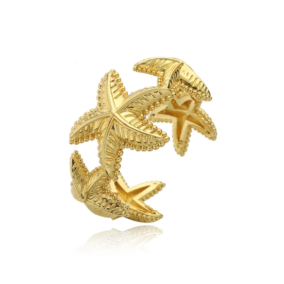Copper Plated 18K Gold Shell Starfish Animal Zodiac Ring Electroplating