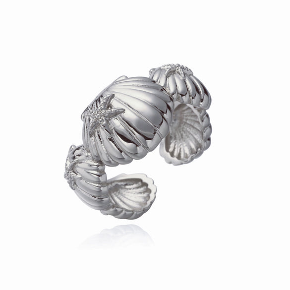 Copper Plated 18K Gold Shell Starfish Animal Zodiac Ring Electroplating
