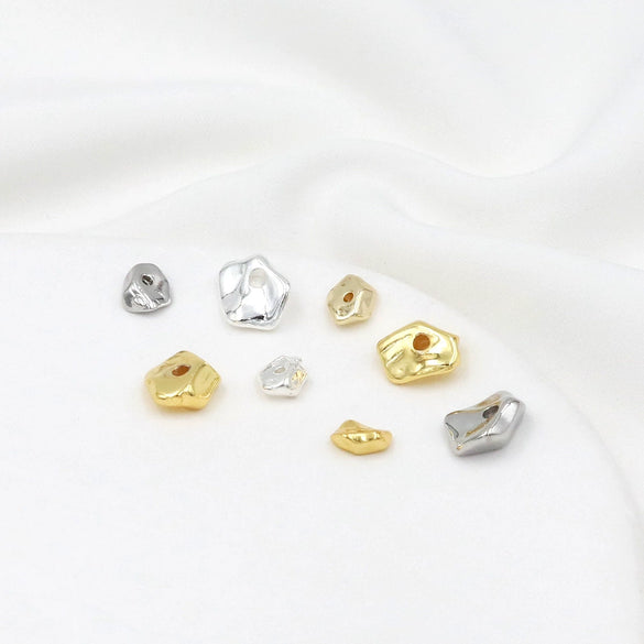 Copper Plated 18K Gold Specialshaped Spacer Beads Asymmetrical Bracelet Loose Beads Electroplated Simple Geometric