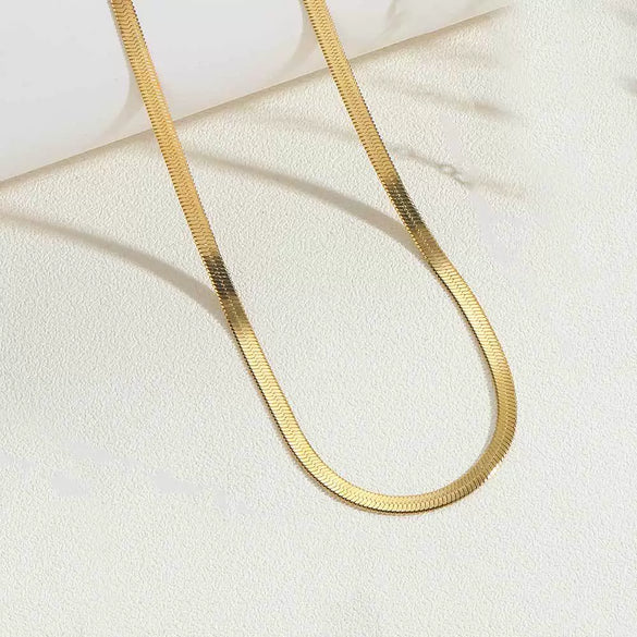 Copper Plated 14K Real Gold Geometric Water Ripple Clavicle Chain Ochain Necklace For Women