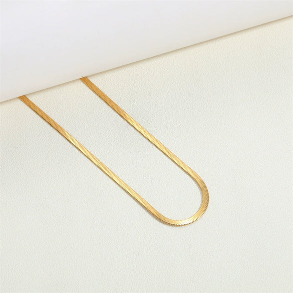 Copper Plated 14K Real Gold Geometric Water Ripple Clavicle Chain Ochain Necklace For Women