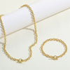 Copper Plated 14K Real Gold Geometric Water Ripple Clavicle Chain Ochain Necklace For Women