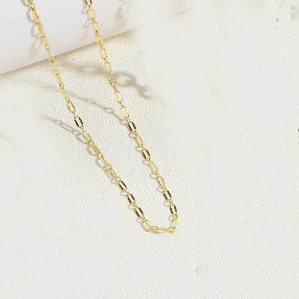 Copper Plated 14K Real Gold Geometric Water Ripple Clavicle Chain Ochain Necklace For Women