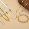 Copper Plated 14K Real Gold Geometric Water Ripple Clavicle Chain Ochain Necklace For Women