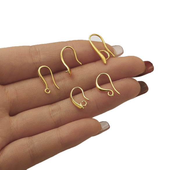 Copper Plated 18K Real Gold Handmade Ear Hook Earrings Jewelry With Gold Hook Metal Accessories Electroplating