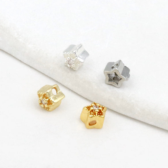 Copper Plated Zircon Petals Diy Bracelet Accessories Loose Beads Electroplated Beading Material