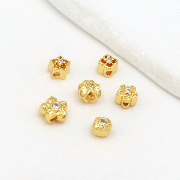 Copper Plated Zircon Petals Diy Bracelet Accessories Loose Beads Electroplated Beading Material