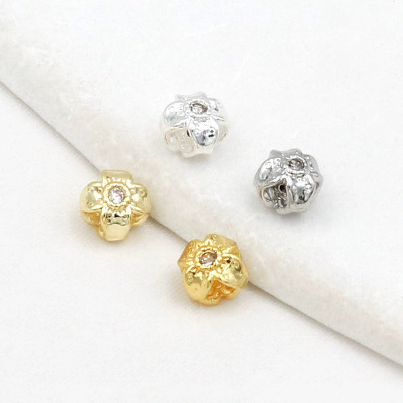 Copper Plated Zircon Petals Diy Bracelet Accessories Loose Beads Electroplated Beading Material