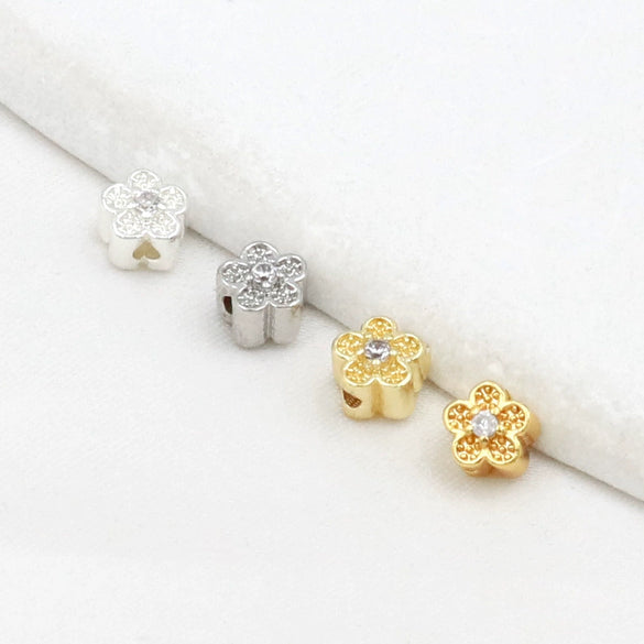Copper Plated Zircon Petals Diy Bracelet Accessories Loose Beads Electroplated Beading Material