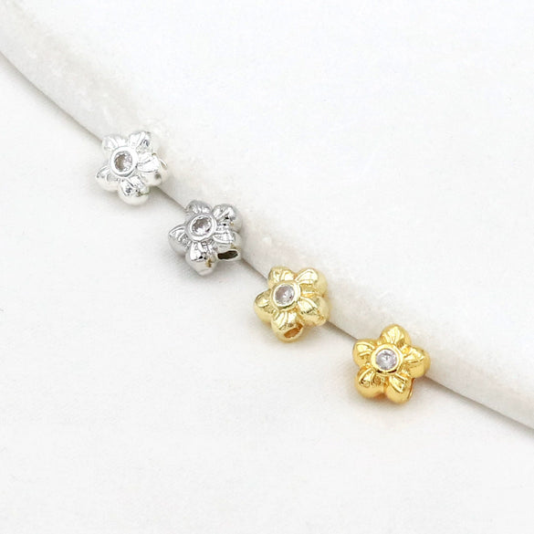 Copper Plated Zircon Petals Diy Bracelet Accessories Loose Beads Electroplated Beading Material