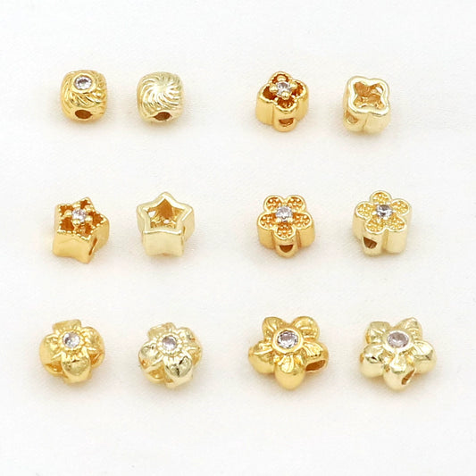 Copper Plated Zircon Petals Diy Bracelet Accessories Loose Beads Electroplated Beading Material