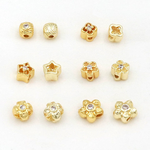 Copper Plated Zircon Petals Diy Bracelet Accessories Loose Beads Electroplated Beading Material
