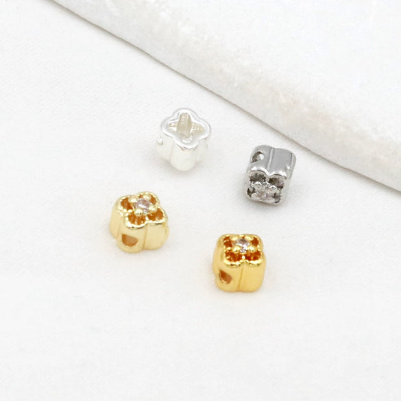 Copper Plated Zircon Petals Diy Bracelet Accessories Loose Beads Electroplated Beading Material