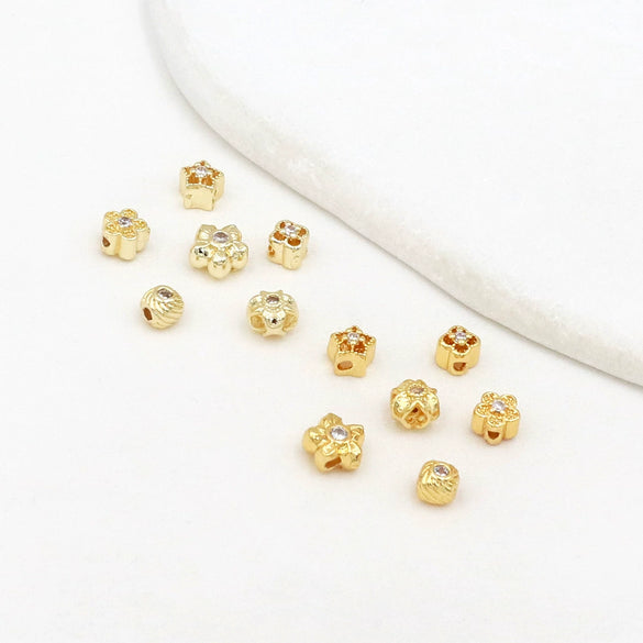 Copper Plated Zircon Petals Diy Bracelet Accessories Loose Beads Electroplated Beading Material