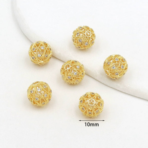 Copper Plated Zircon Spacer Loose Beads Electroplated Diy Bracelet Necklace Accessories