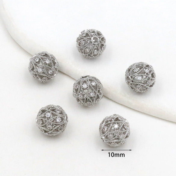 Copper Plated Zircon Spacer Loose Beads Electroplated Diy Bracelet Necklace Accessories