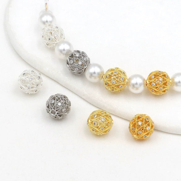 Copper Plated Zircon Spacer Loose Beads Electroplated Diy Bracelet Necklace Accessories