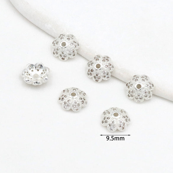 Copper Plated Zircon Torus Hollow Petals Diy Bracelet Accessories Beaded Hat Material Electroplated Versatile Minimalist