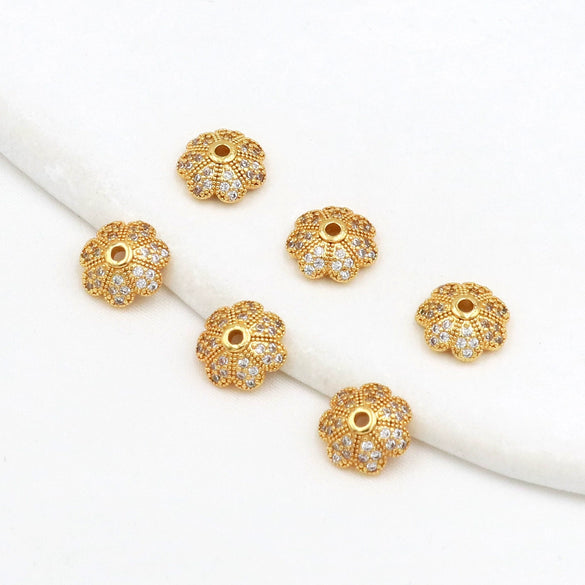 Copper Plated Zircon Torus Hollow Petals Diy Bracelet Accessories Beaded Hat Material Electroplated Versatile Minimalist