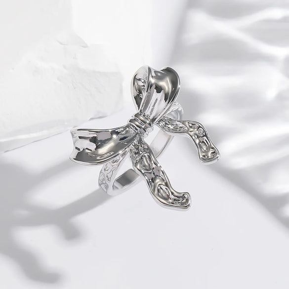 Copper Plating Circle Heart Shape Bow Knot Open Rings