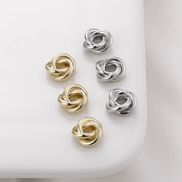 Copper Pocket Twist Gasket Triple Flower Bead Diy Ear Jewelry Necklace Bracelet Pendant Accessories 14K Gold Plated Electroplated