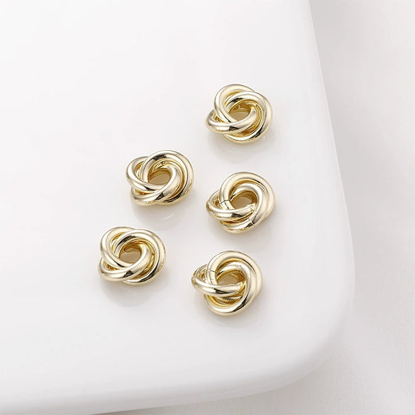 Copper Pocket Twist Gasket Triple Flower Bead Diy Ear Jewelry Necklace Bracelet Pendant Accessories 14K Gold Plated Electroplated