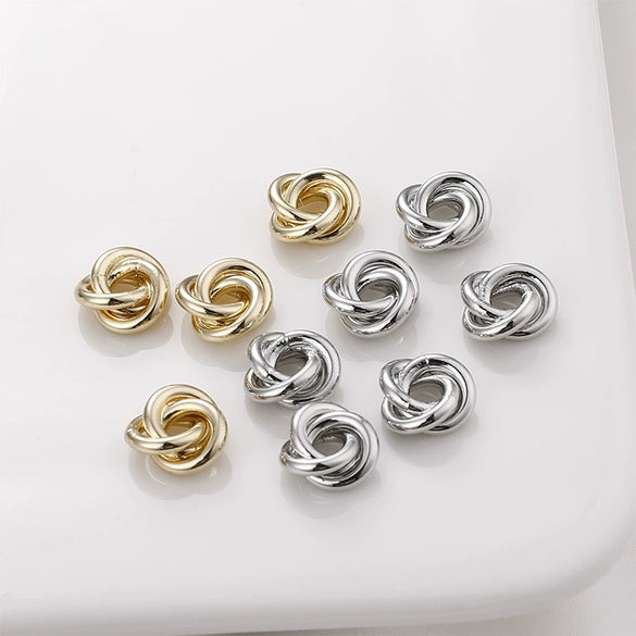Copper Pocket Twist Gasket Triple Flower Bead Diy Ear Jewelry Necklace Bracelet Pendant Accessories 14K Gold Plated Electroplated