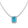 Copper Rectangular Geometric Zircon And Glass Pendant Necklace With Square Cut Colorful Zircon Style