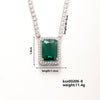 Copper Rectangular Geometric Zircon And Glass Pendant Necklace With Square Cut Colorful Zircon Style
