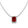 Copper Rectangular Geometric Zircon And Glass Pendant Necklace With Square Cut Colorful Zircon Style