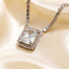 Copper Rectangular Geometric Zircon And Glass Pendant Necklace With Square Cut Colorful Zircon Style