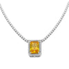 Copper Rectangular Geometric Zircon And Glass Pendant Necklace With Square Cut Colorful Zircon Style