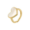 Copper Ring Inlaid With Pearls Geometric Heart Shape Light Luxury Style For Ladies