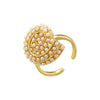 Copper Ring Inlaid With Pearls Geometric Heart Shape Light Luxury Style For Ladies