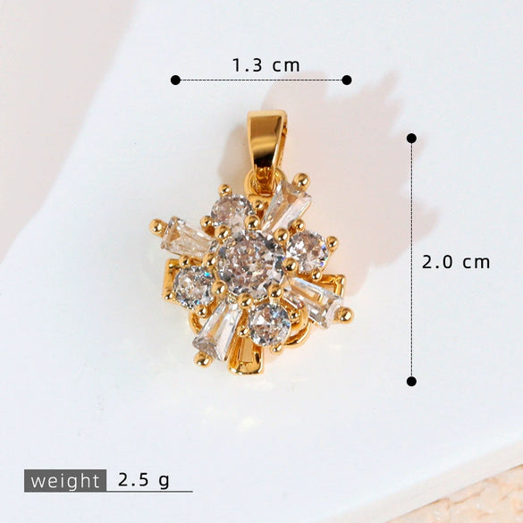 Copper Rotatable Sunflower And Leaf Style Pendant Necklace And Earrings Accessories With Electroplating