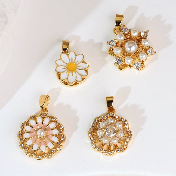 Copper Rotatable Sunflower And Leaf Style Pendant Necklace And Earrings Accessories With Electroplating