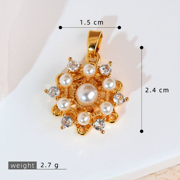 Copper Rotatable Sunflower And Leaf Style Pendant Necklace And Earrings Accessories With Electroplating